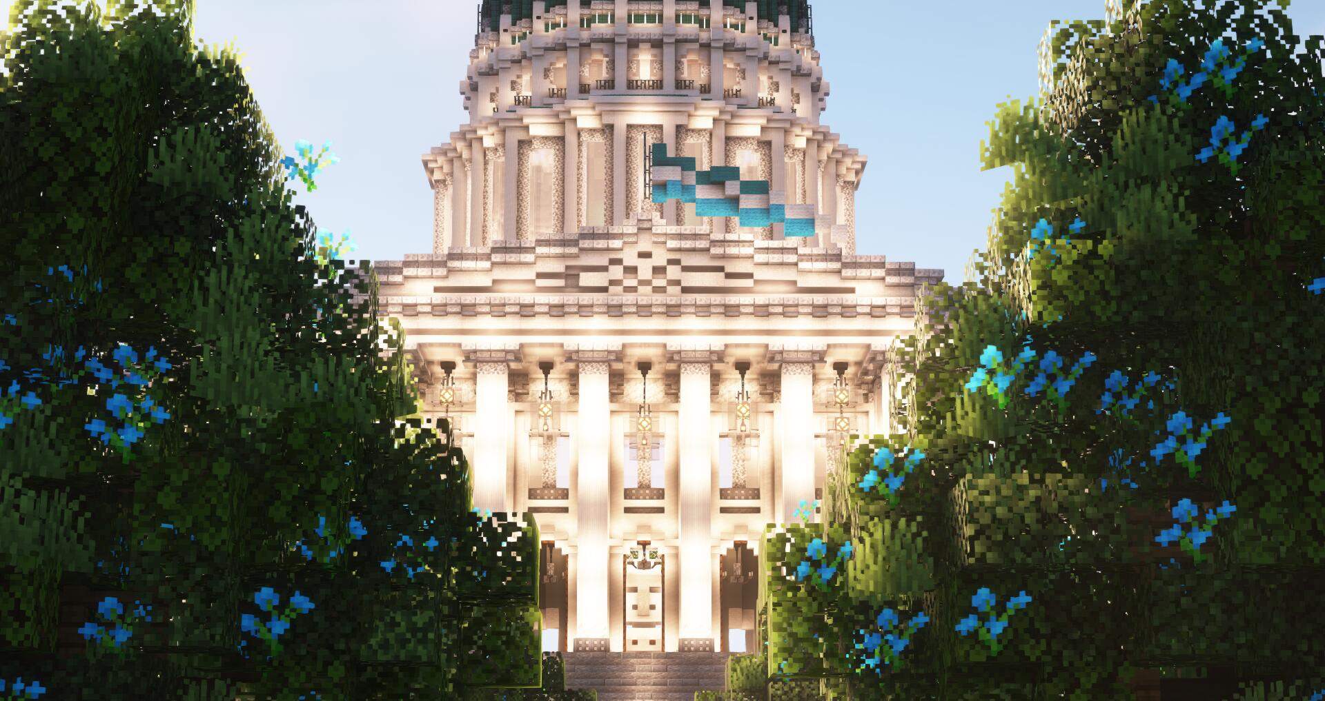 Discovery splash banner for DemocracyCraft Discord server